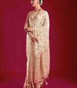  kasavu style crepe saree with blouse piece : sa00001187crfree