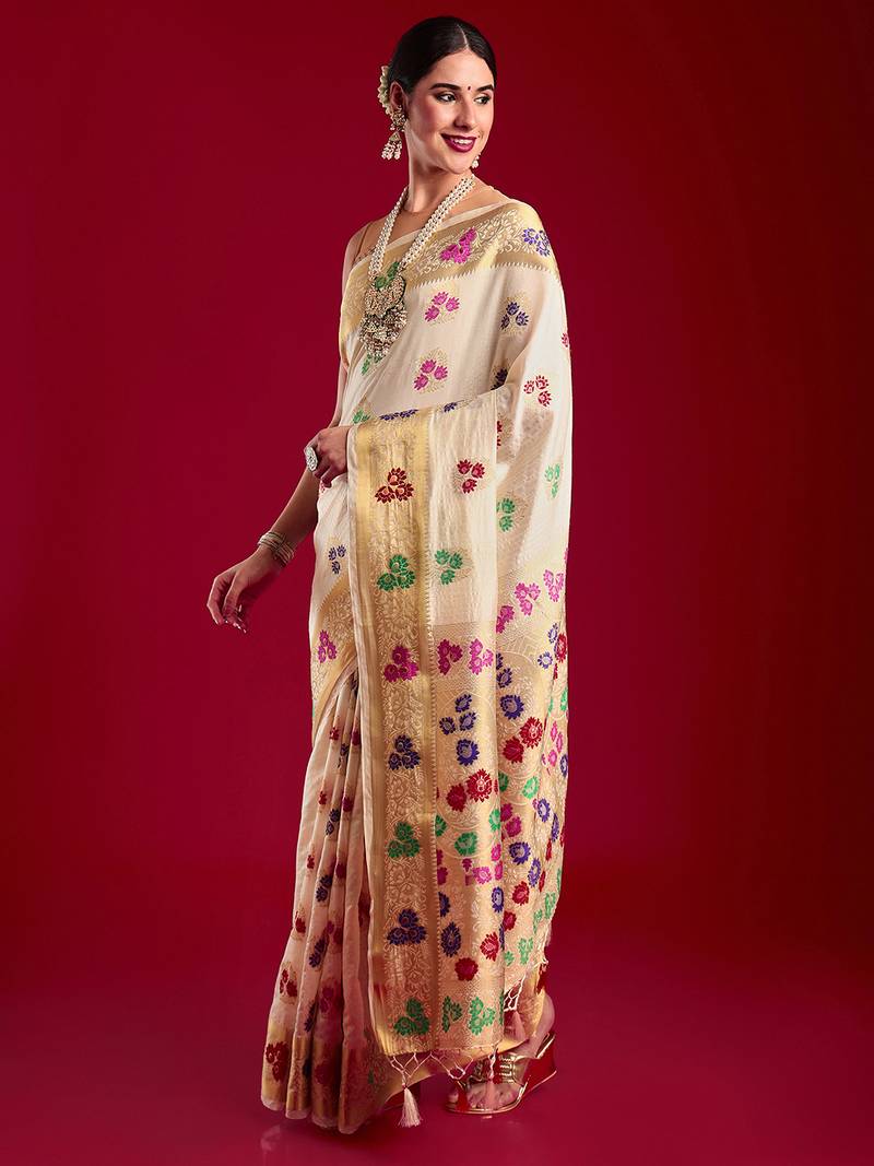  Faux Kanjivaram style art silk saree with blouse piece : sa00001186crfree