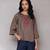 Brown embroidered ikat top