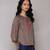 Brown embroidered ikat top