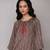 Brown embroidered ikat top