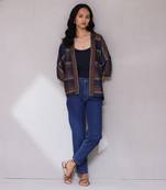 Dark blue yarn dyed shrug