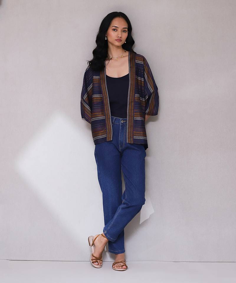 Dark blue yarn dyed shrug