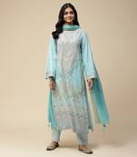 AARKE Powder blue printed straight kurta set
