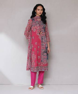 AARKE Pink printed kurta set 1