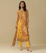AARKE Yellow floral print kurta set