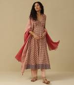 AARKE Peach floral print kurta set