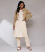 AARKE Mustard floral print kurta jacket set