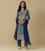 AARKE Blue floral print kurta set