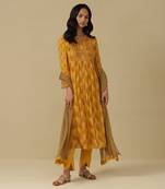 AARKE Marigold yellow paisley print kurta set