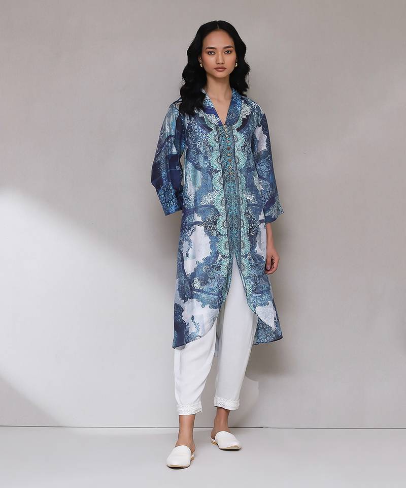 AARKE Blue printed kurta set