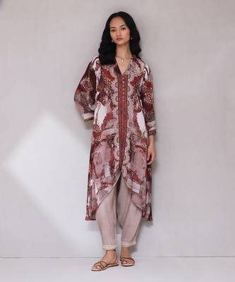AARKE Wine printed kurta set 1