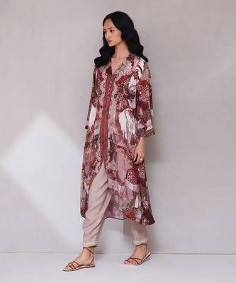 AARKE Wine printed kurta set 2