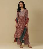 AARKE Maroon floral print kurta set