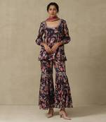 AARKE Blue printed sharara set