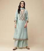 AARKE Pastel green embroidered sharara set