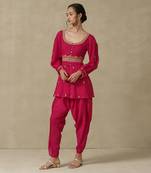 AARKE Fuschia embroidered kurti set