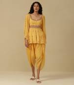 AARKE Yellow embroidered kurti set