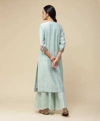 AARKE Pastel green embroidered sharara set 4