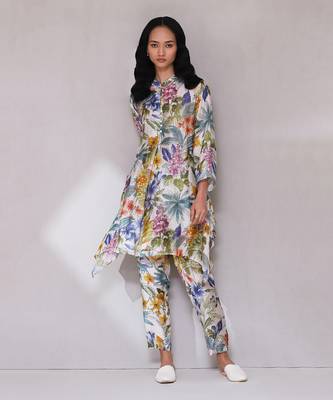 AARKE White floral print kurta set 1