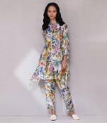 AARKE White floral print kurta set