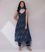 AARKE Blue paisley print anarkali kurta set