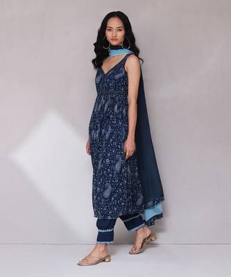 AARKE Blue paisley print anarkali kurta set 2