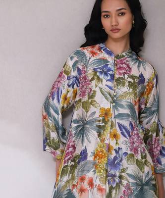 AARKE White floral print kurta set 5