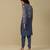 AARKE Denim blue floral print kurta jacket set