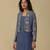 AARKE Denim blue floral print kurta jacket set