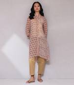 AARKE Peach printed kurta with camisole