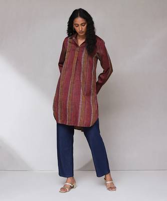 Maroon yarn dyed kurta 1