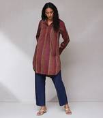 Maroon yarn dyed kurta