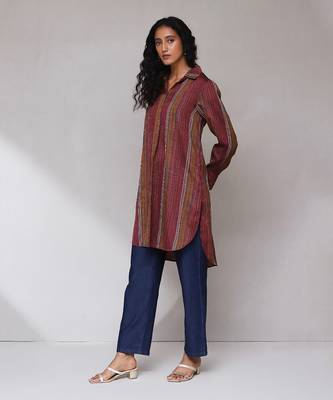 Maroon yarn dyed kurta 2