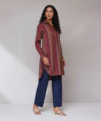 Maroon yarn dyed kurta 3