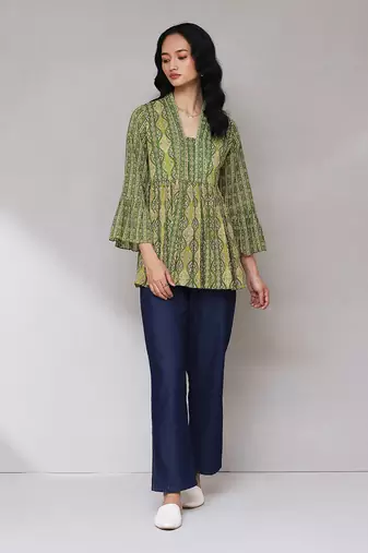 Green printed kurti