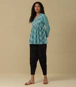 Aqua paisley print kurti with camisole