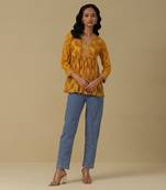 Marigold yellow paisley print kurti with camisole