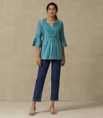 AARKE Turquoise embroidered kurti