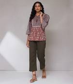 Maroon floral print kurti