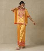 AARKE Yellow round collar kurta set