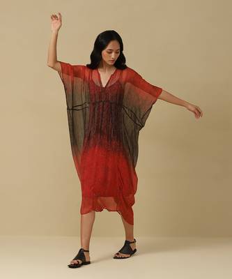 AARKE Red shibori printed kaftan with camisole 1