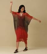 AARKE Red shibori printed kaftan with camisole