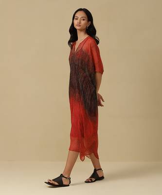 AARKE Red shibori printed kaftan with camisole 2