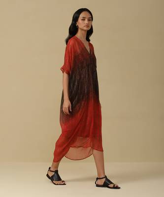 AARKE Red shibori printed kaftan with camisole 3