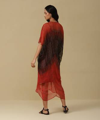 AARKE Red shibori printed kaftan with camisole 4