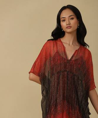 AARKE Red shibori printed kaftan with camisole 5