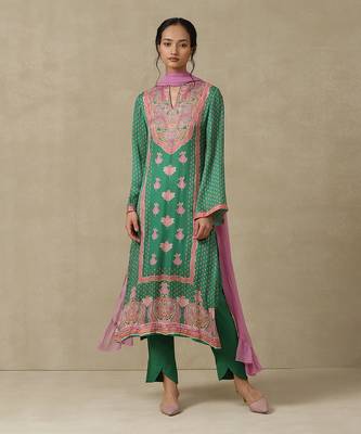 Ritu Kumar Green Polyester Kurta Set 1