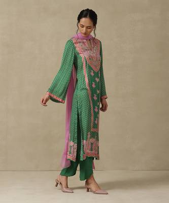 Ritu Kumar Green Polyester Kurta Set 3