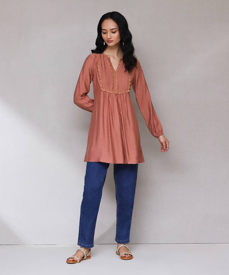 Dusty pink solid tiered tunic